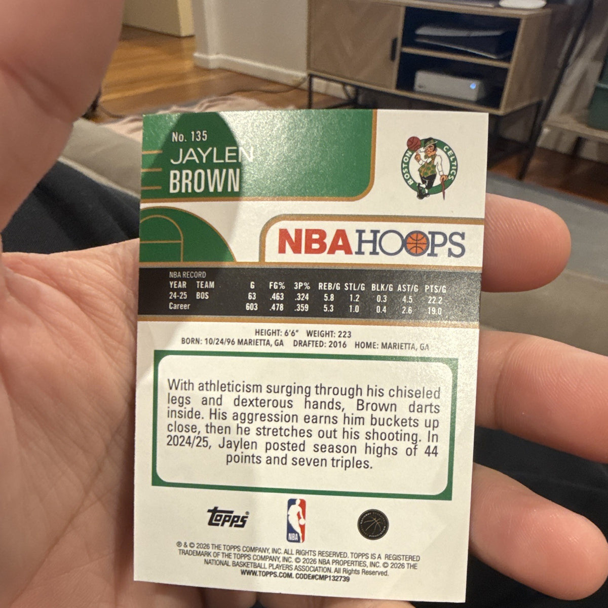 Topps NBA Hoops Jaylen Brown Boston Celtics 2024 25 #135 Holo Parallel1