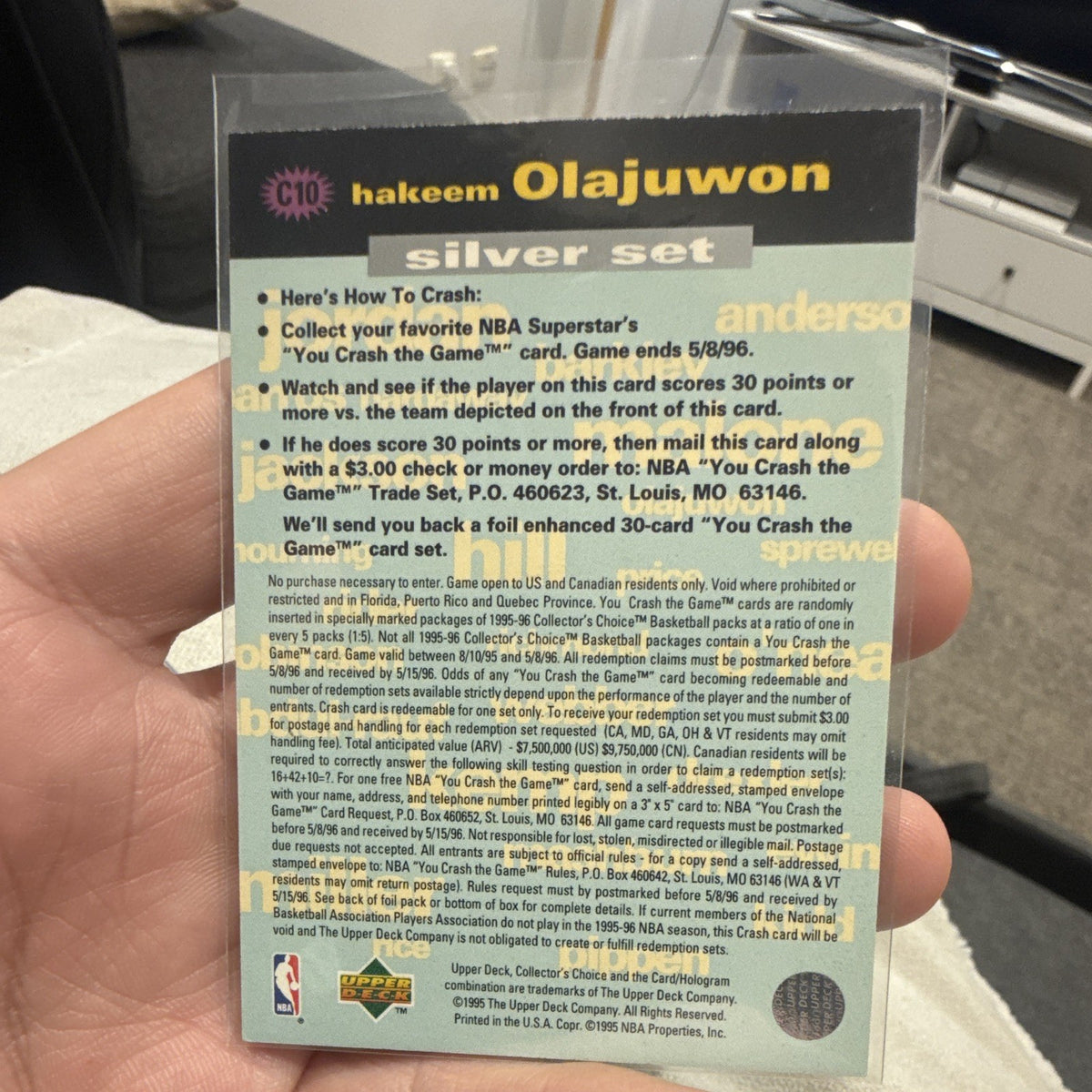 Upper Deck 1995 96 Collector's Choice Crash the Game Silver C10 Hakeem Olajuwon1