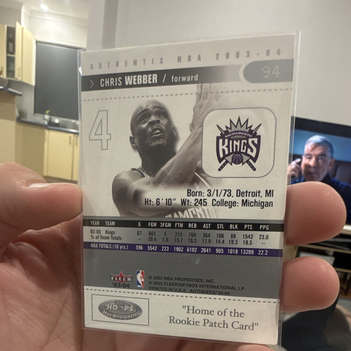 Chris Webber Base Fleer Authentix NBA 2003 04 #94 Sacramento Kings1