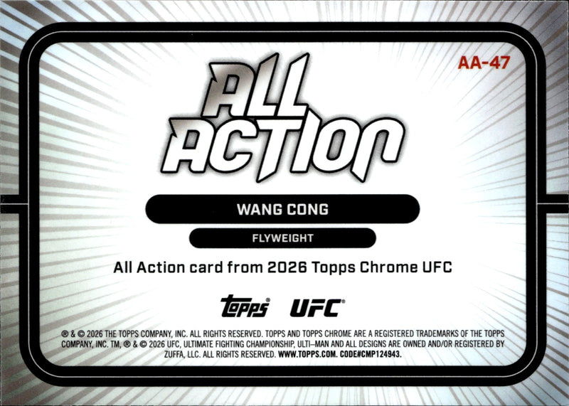 Wang Cong All Action AA 47 Topps Chrome UFC   All Action NM1