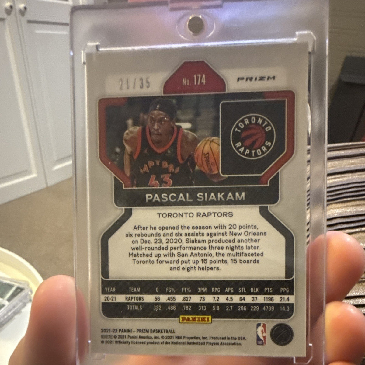 Panini Prizm Basketball Pascal Siakam Toronto Raptors 174 Parallel 21/354