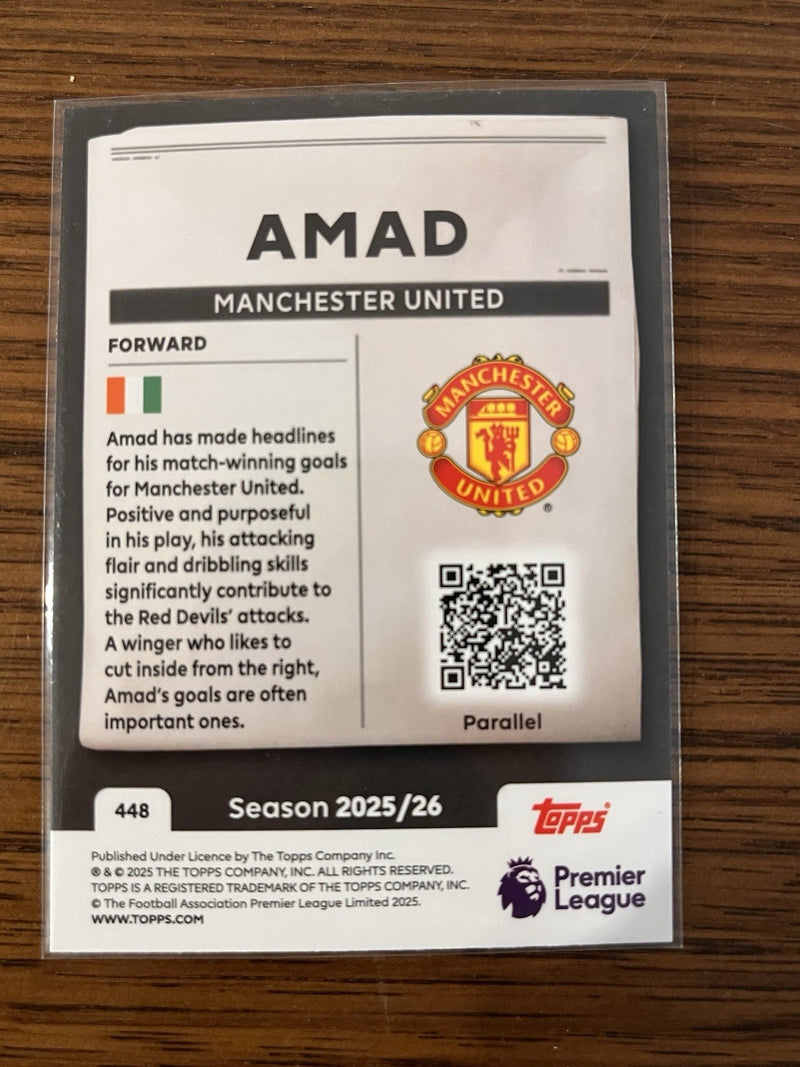 Amad Parallel Insert Topps Premier League Headlines 2025/26 #448 Man Utd2