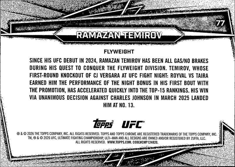 Ramazan Temirov Base 77 Topps Chrome NM1