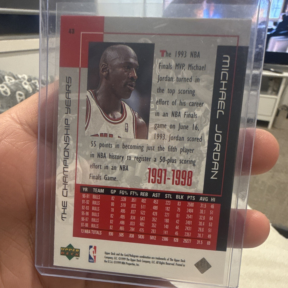Upper Deck Michael Jordan The Championship Years Insert Chicago Bulls #43 NBA1