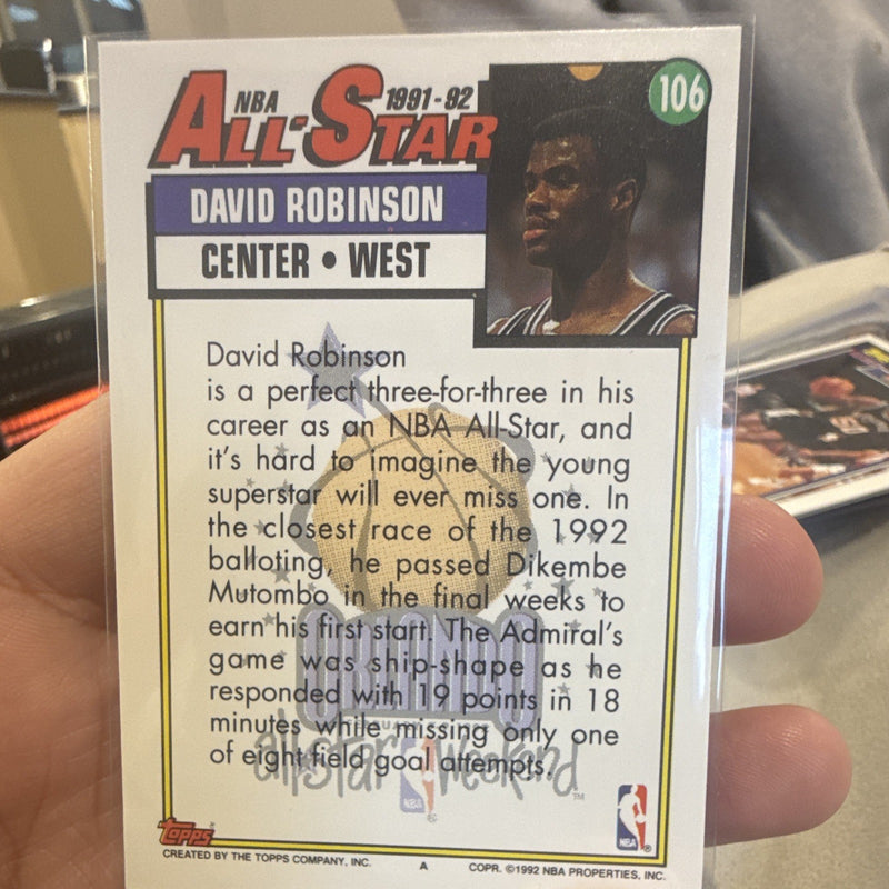 Topps David Robinson 1991 92 NBA All Star Insert Basketball Card #1061
