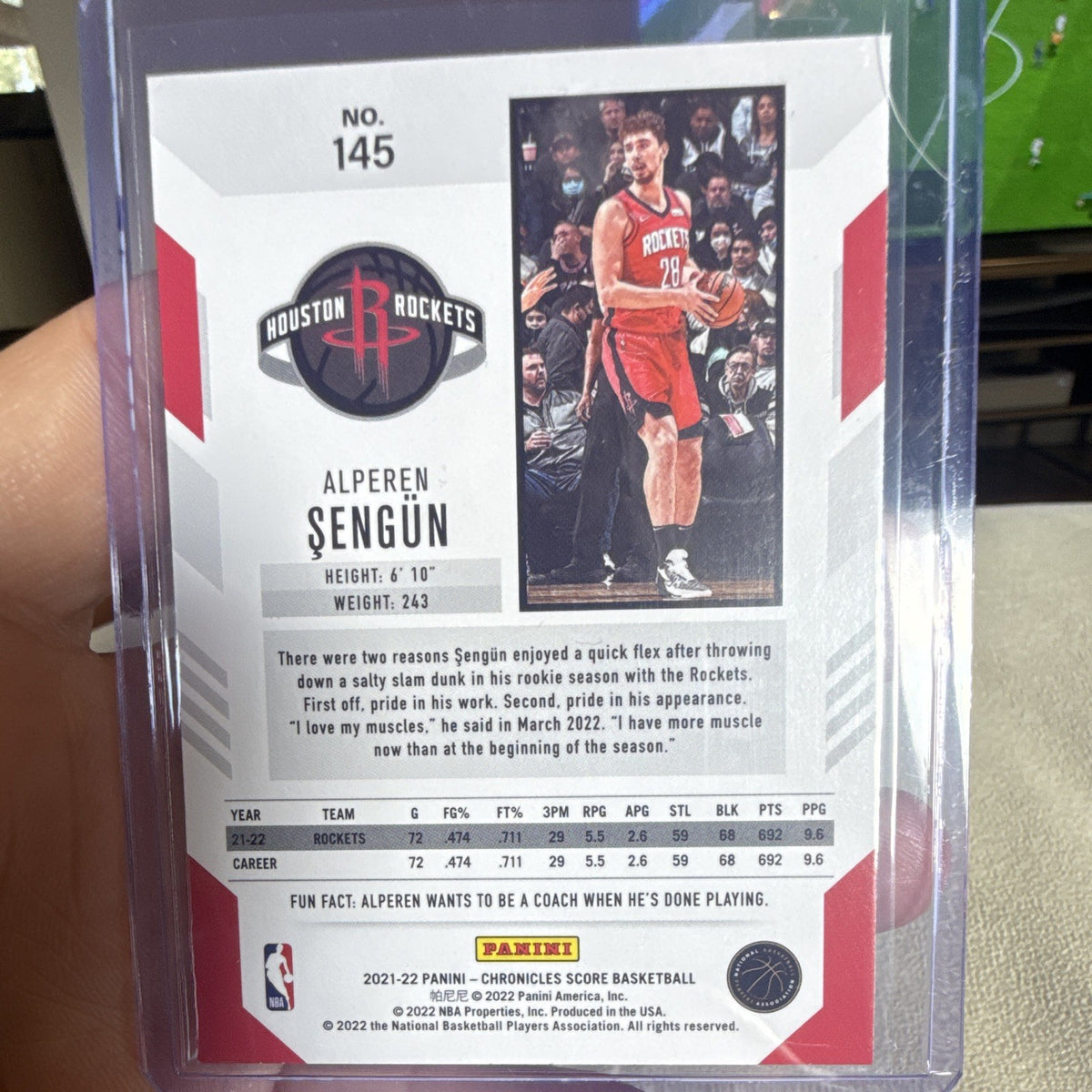 Panini Chronicles Score Alperen Sengün Rookie Houston Rockets 145 2021 221