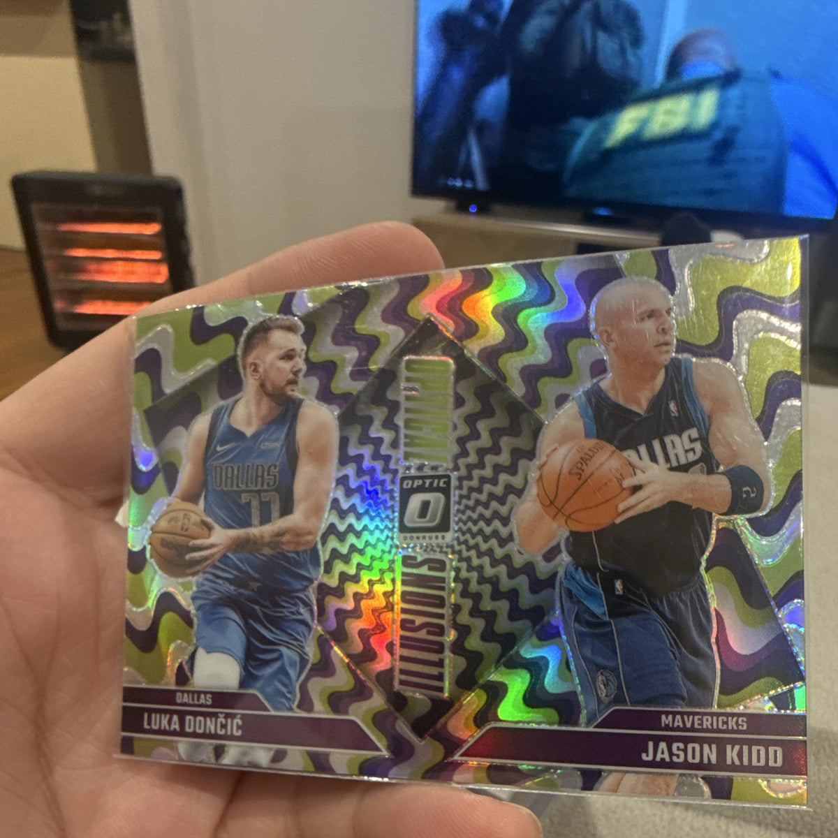 Panini 2024 25 Donruss Optic Illusions No. 1 Dončić/Kidd Mavericks Prizm0