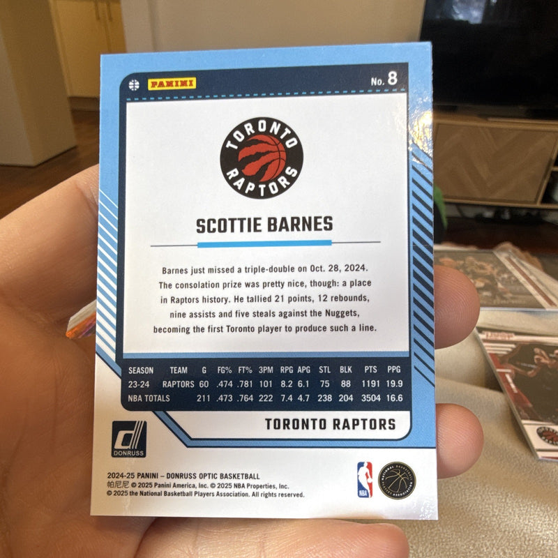 Scottie Barnes Base Set 2024 25 Panini Donruss Optic Basketball No. 8 Raptors1