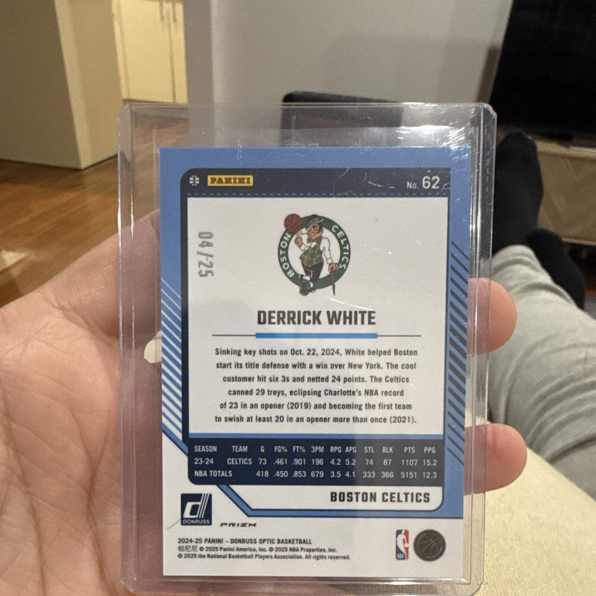 Panini Donruss Optic Derrick White Boston Celtics #62 Parallel 04/251
