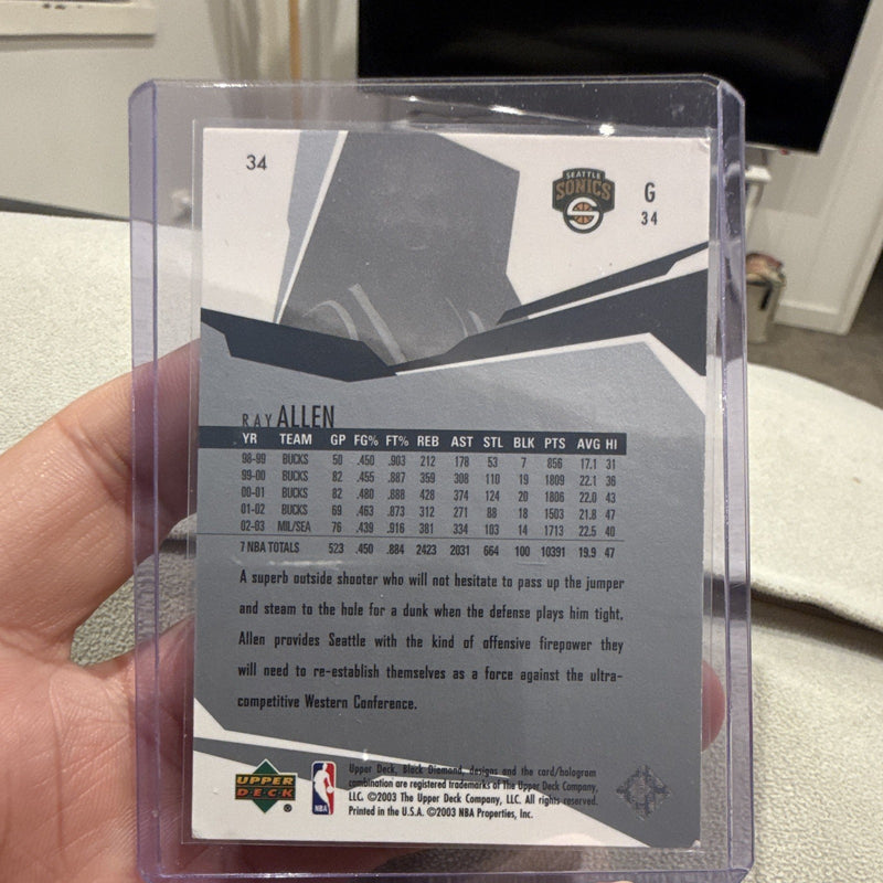 Upper Deck Black Diamond Ray Allen Insert Seattle SuperSonics 2003 G 341