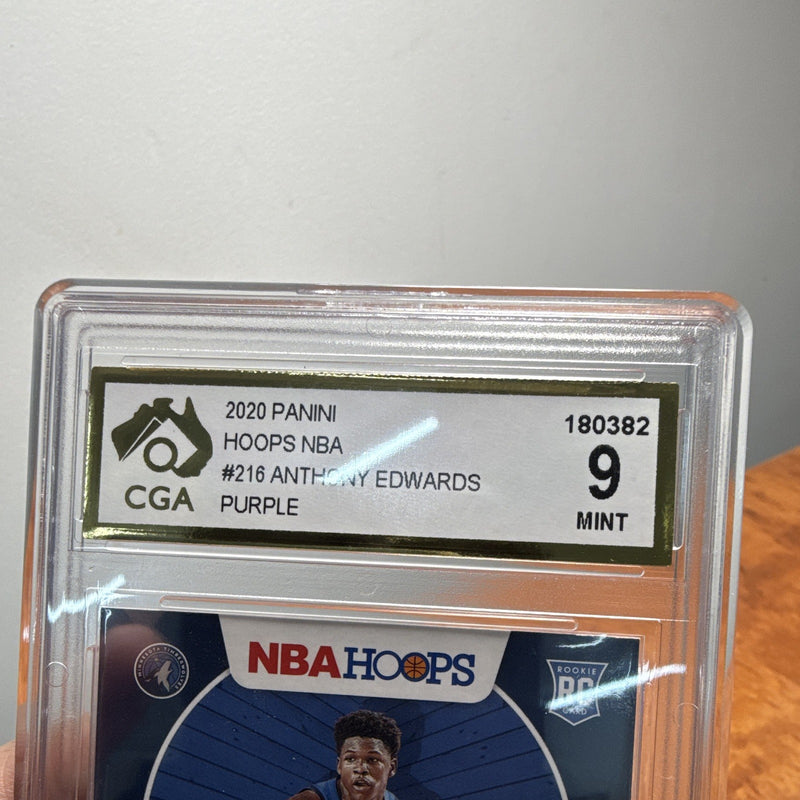 Panini 2020 21 NBA Hoops Anthony Edwards Purple Rookie Card #216 CGA 93