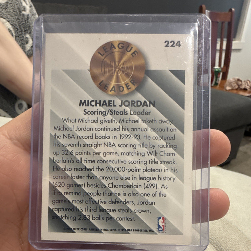 Michael Jordan League Leader 1993 94 Fleer #224 Chicago Bulls Insert1