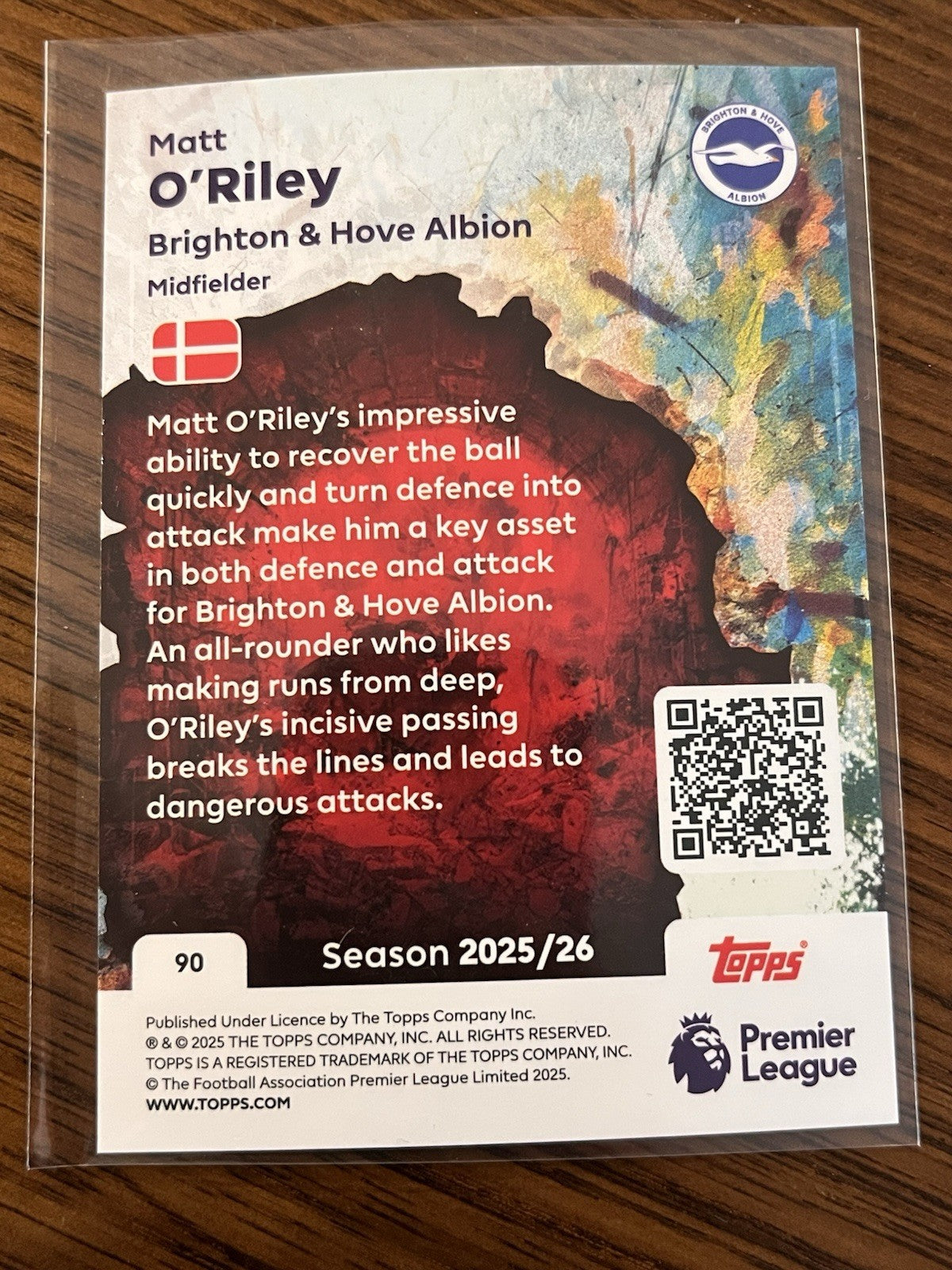 Topps Premier League 2025/26 TeKKers Matt O'Riley Brighton & Hove Albion 902