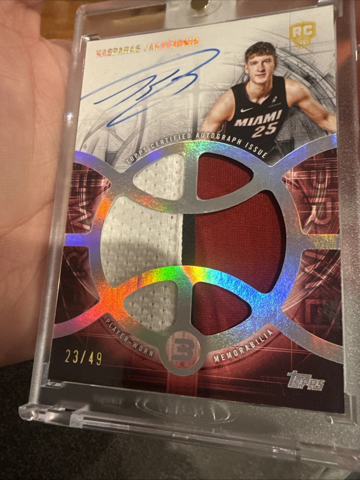 Kasparas Jakucionis 2025 26 Topps Three 3  Patch Auto RC /492