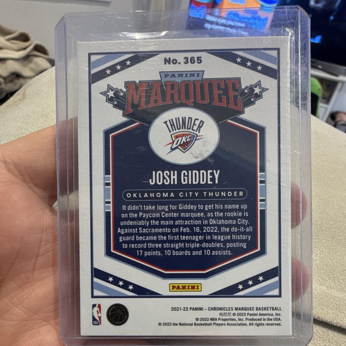 Panini Josh Giddey RC Marquee Chronicles 2021 22 Oklahoma City Thunder 3652
