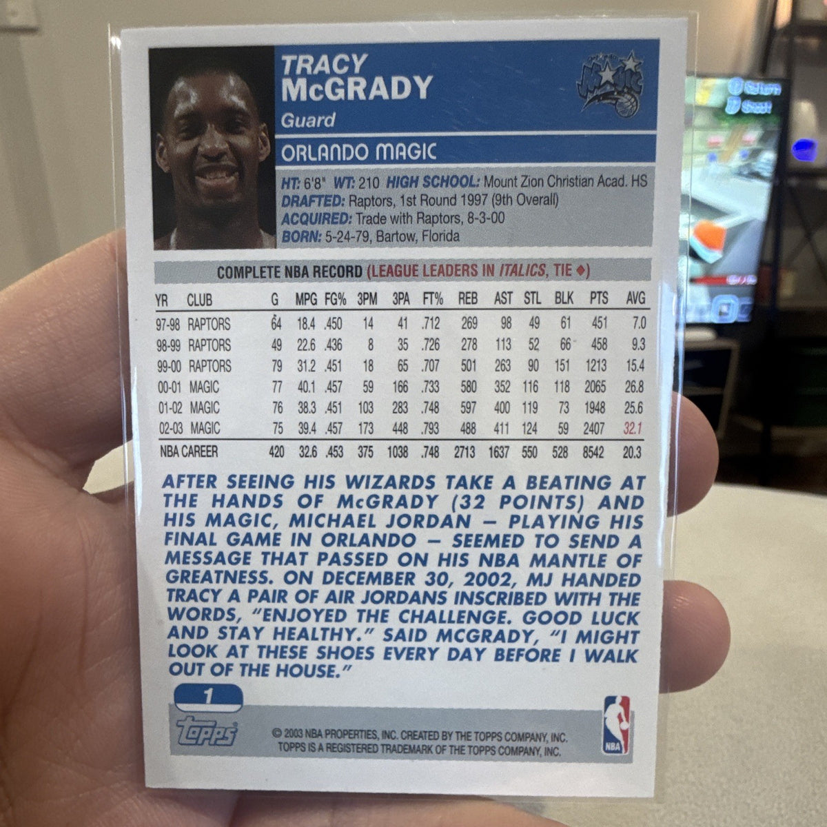 Topps 2003 04 Tracy McGrady Base Set Orlando Magic #1 Basketball Card1