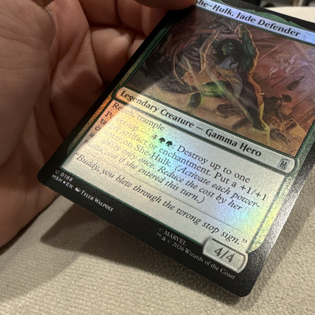 She-Hulk, Jade Defender Foil Uncommon MARVEL 0188 Legendary Creature Green3