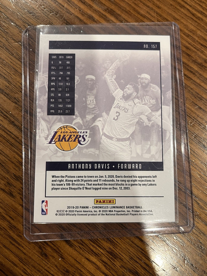 Panini 2019 20 Chronicles Luminance Base Set Anthony Davis Lakers #1572