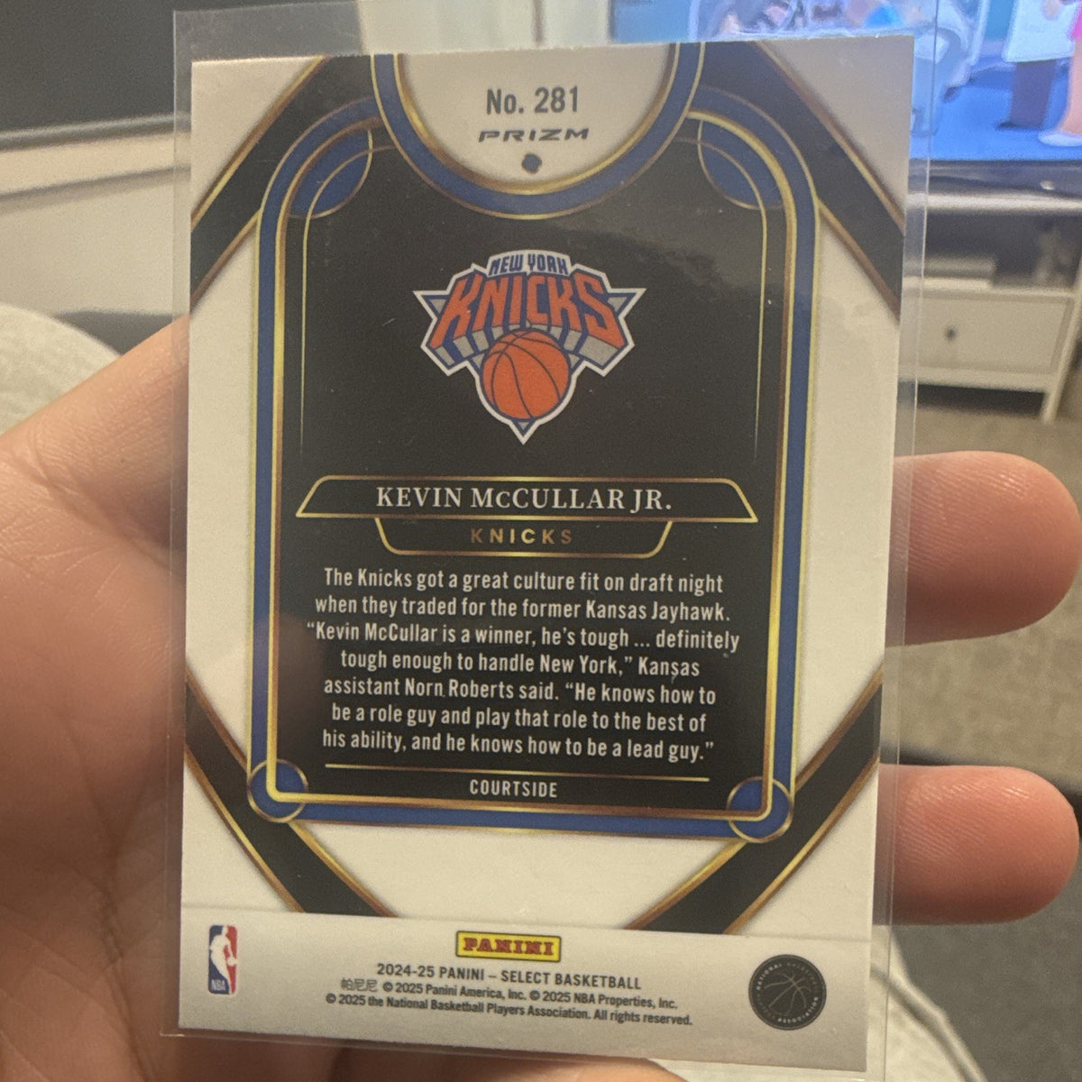Panini Select 2024 25 Kevin McCullar Jr Rookie Courtside Prizm #281 Knicks1