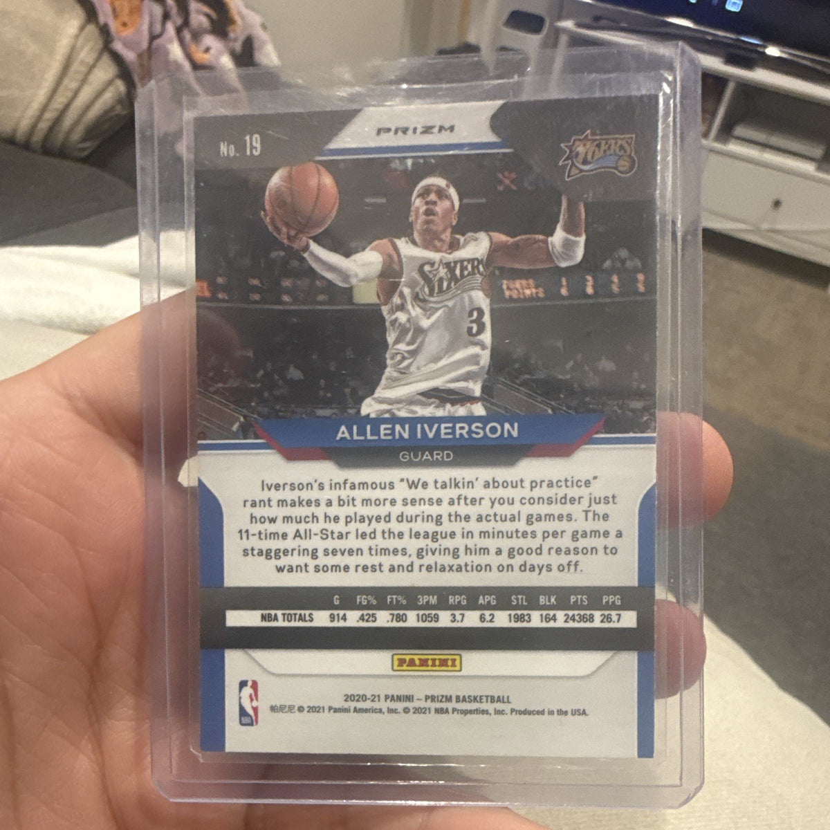 Panini Prizm 2020 21 Allen Iverson Philadelphia 76ers Hologram #191