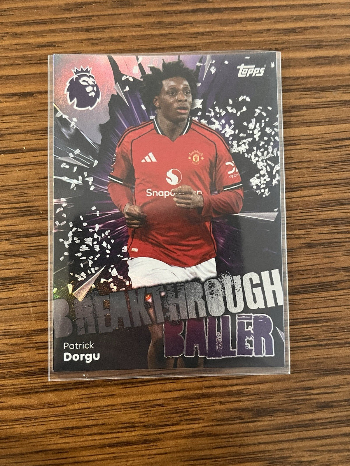 Patrick Dorgu Breakthrough Baller Insert Topps Premier League 216 2025/26 MUFC0