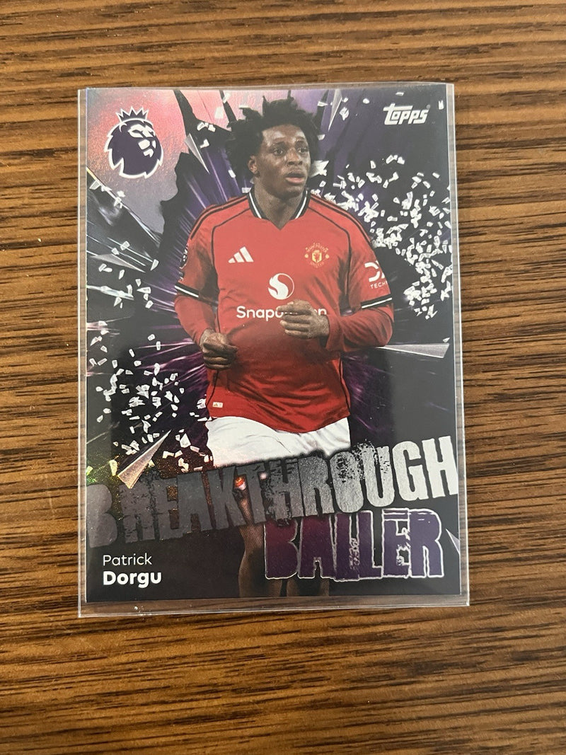 Patrick Dorgu Breakthrough Baller Insert Topps Premier League 216 2025/26 MUFC0
