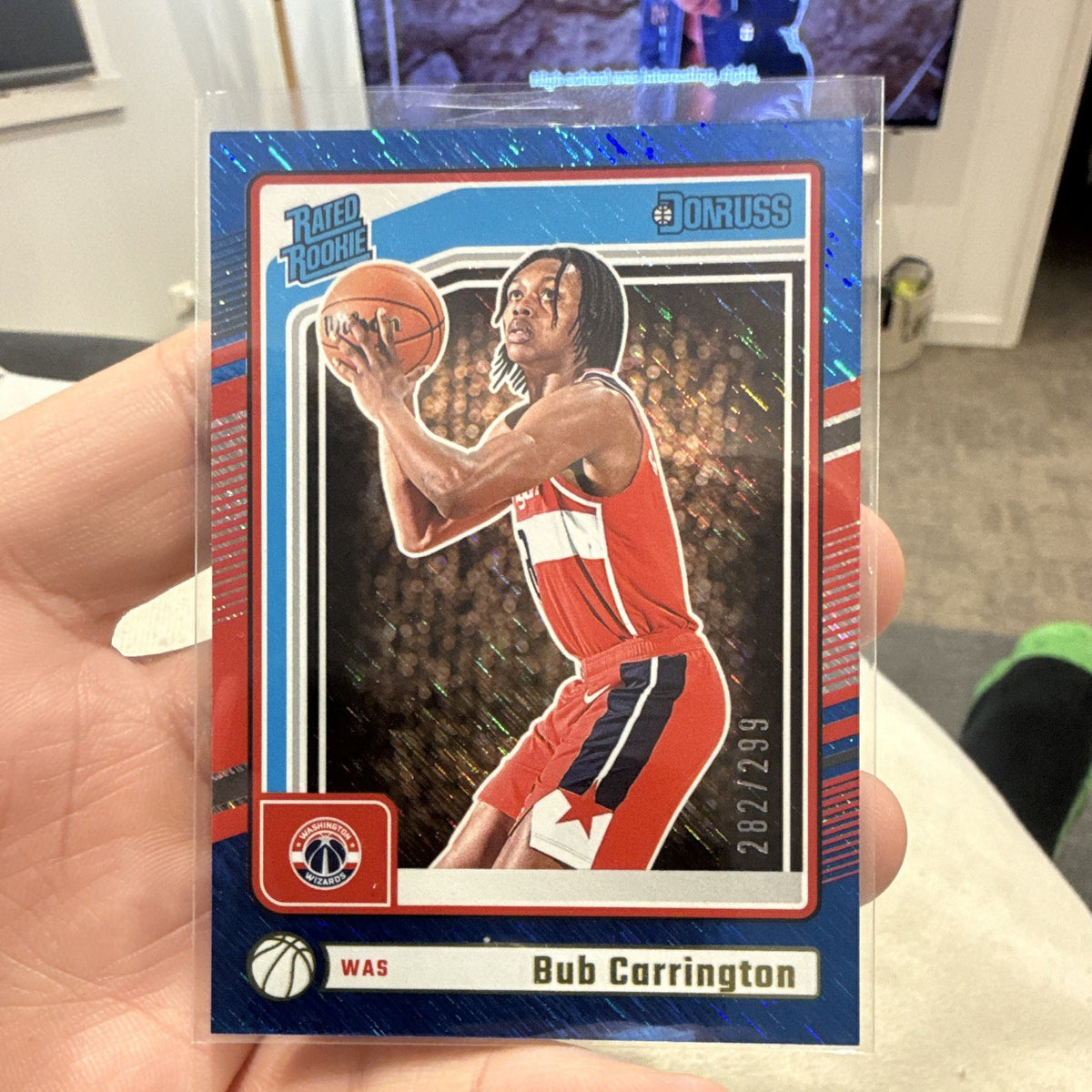 2024 25 Panini Donruss Bub Carrington Rated Rookie #220 Wizards /2990