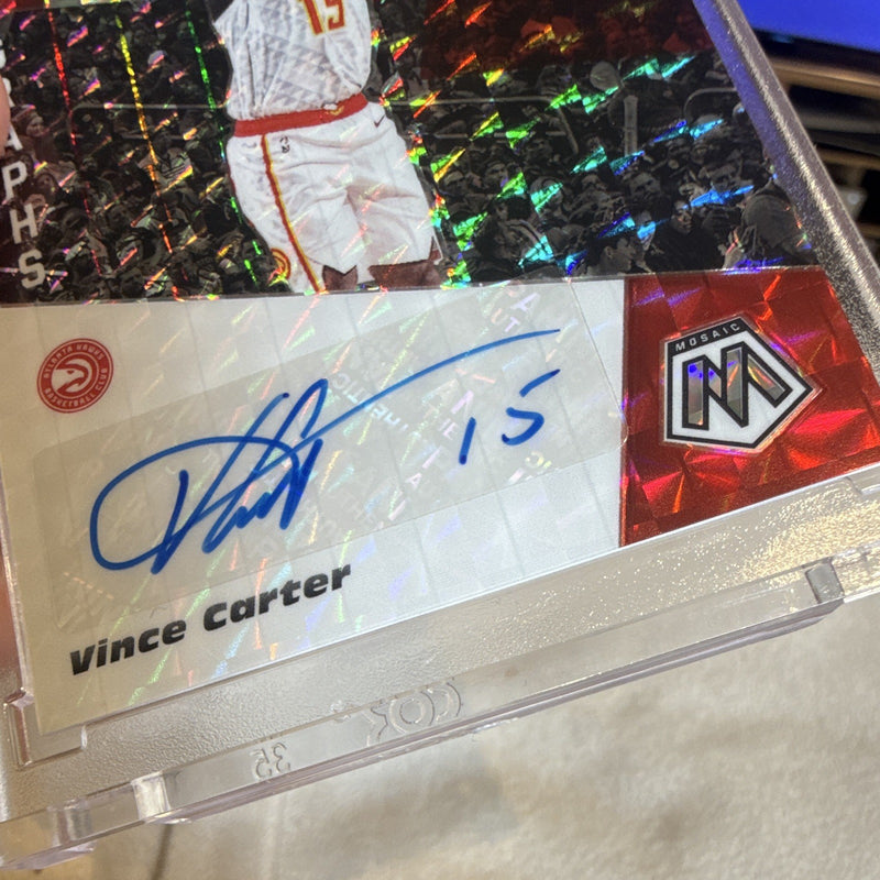 Panini Mosaic 2019 20 Vince Carter Auto Prizm AM VCT Atlanta Hawks1