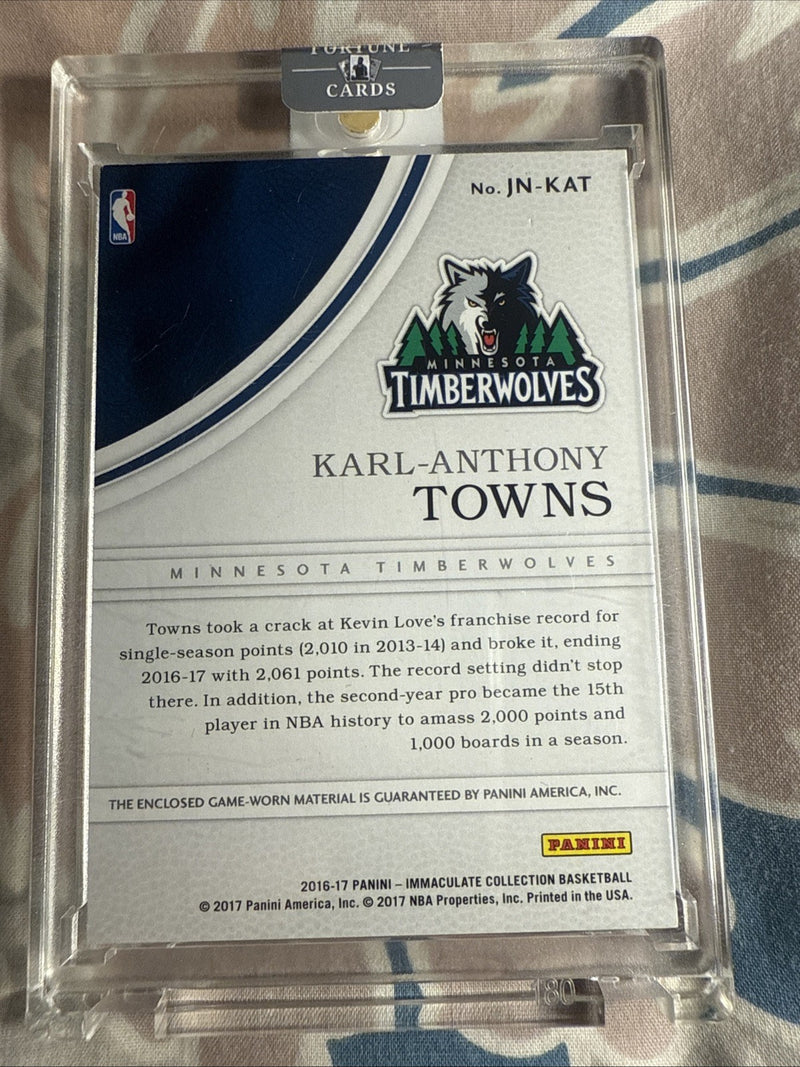 2016 17 Panini Immaculate Karl Anthony Towns Jersey Number Patch1