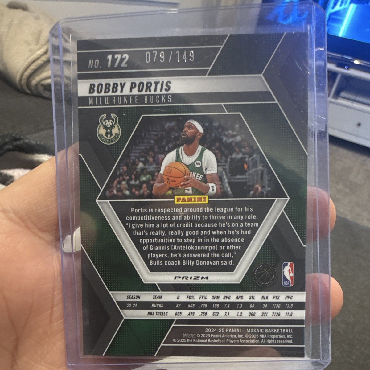 Panini 2024 25 Mosaic Bobby Portis Prizm #172 079/149 Milwaukee Bucks2