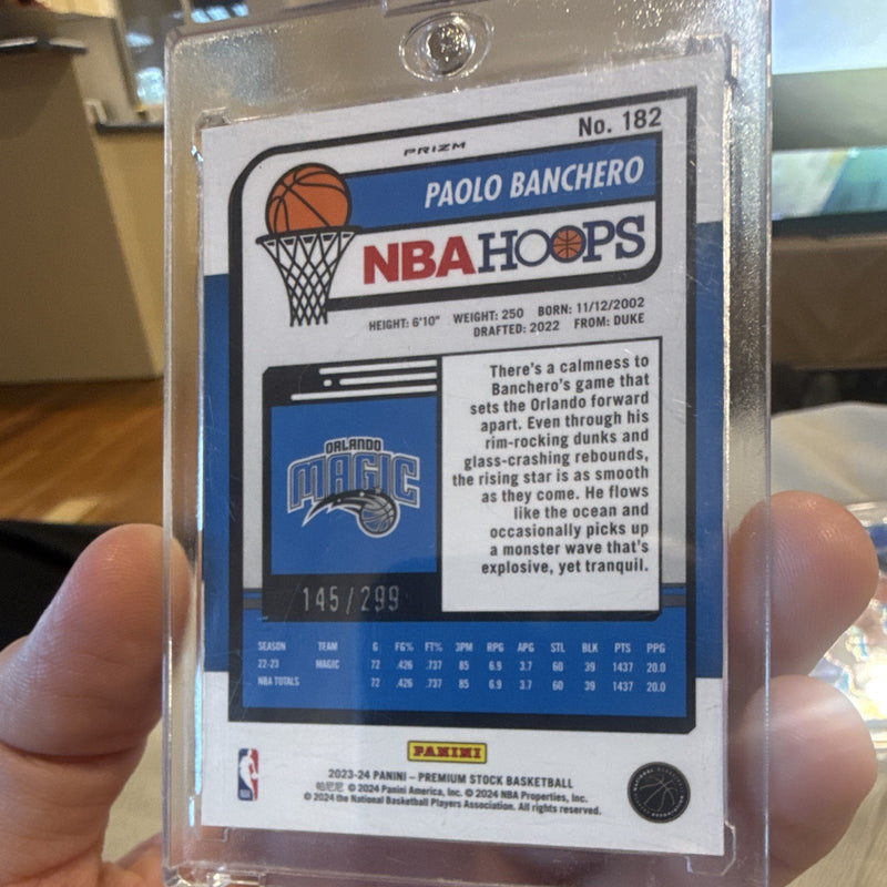 Panini 2023 24 Prizm Premium Stock Paolo Banchero Orange Parallel 145/299 #1821
