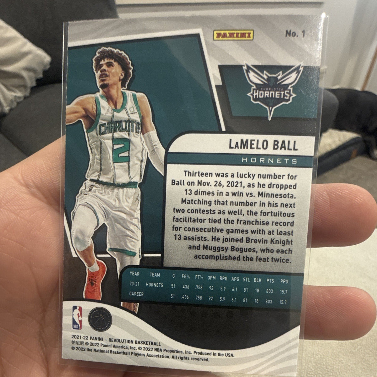 Panini 2021 22 Revolution LaMelo Ball Charlotte Hornets No. 1 Parallel1