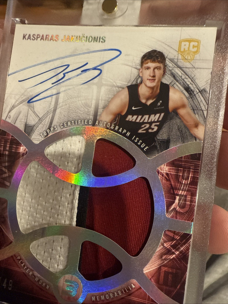 Kasparas Jakucionis 2025 26 Topps Three 3  Patch Auto RC /494
