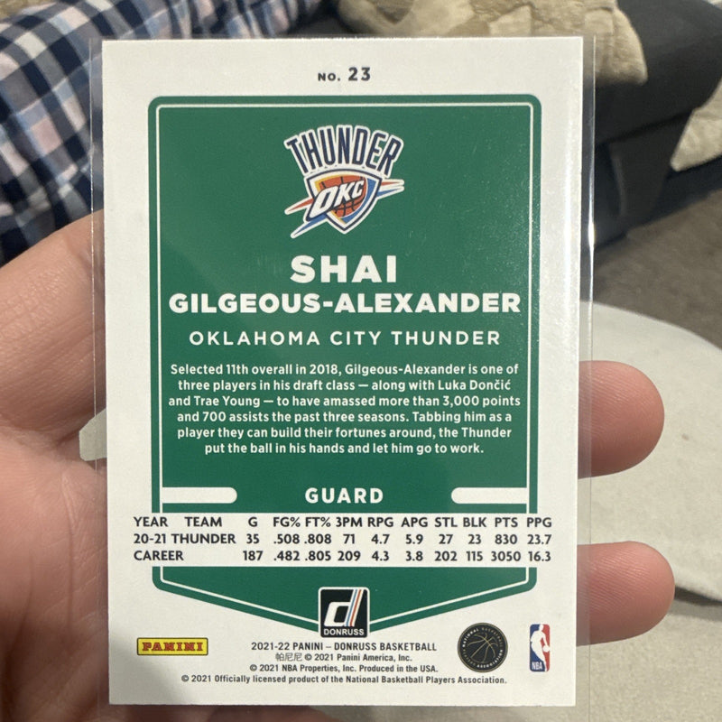 Panini 2021 22 Donruss Shai Gilgeous Alexander Base OKC Thunder 231