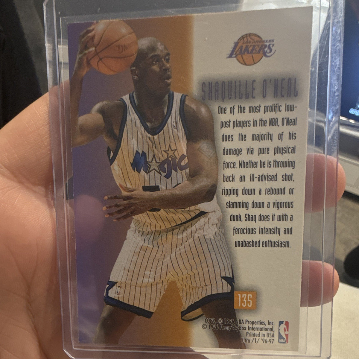 Fleer Ultra 1996-97 Shaquille O'Neal On the Block Insert #135 Magic1
