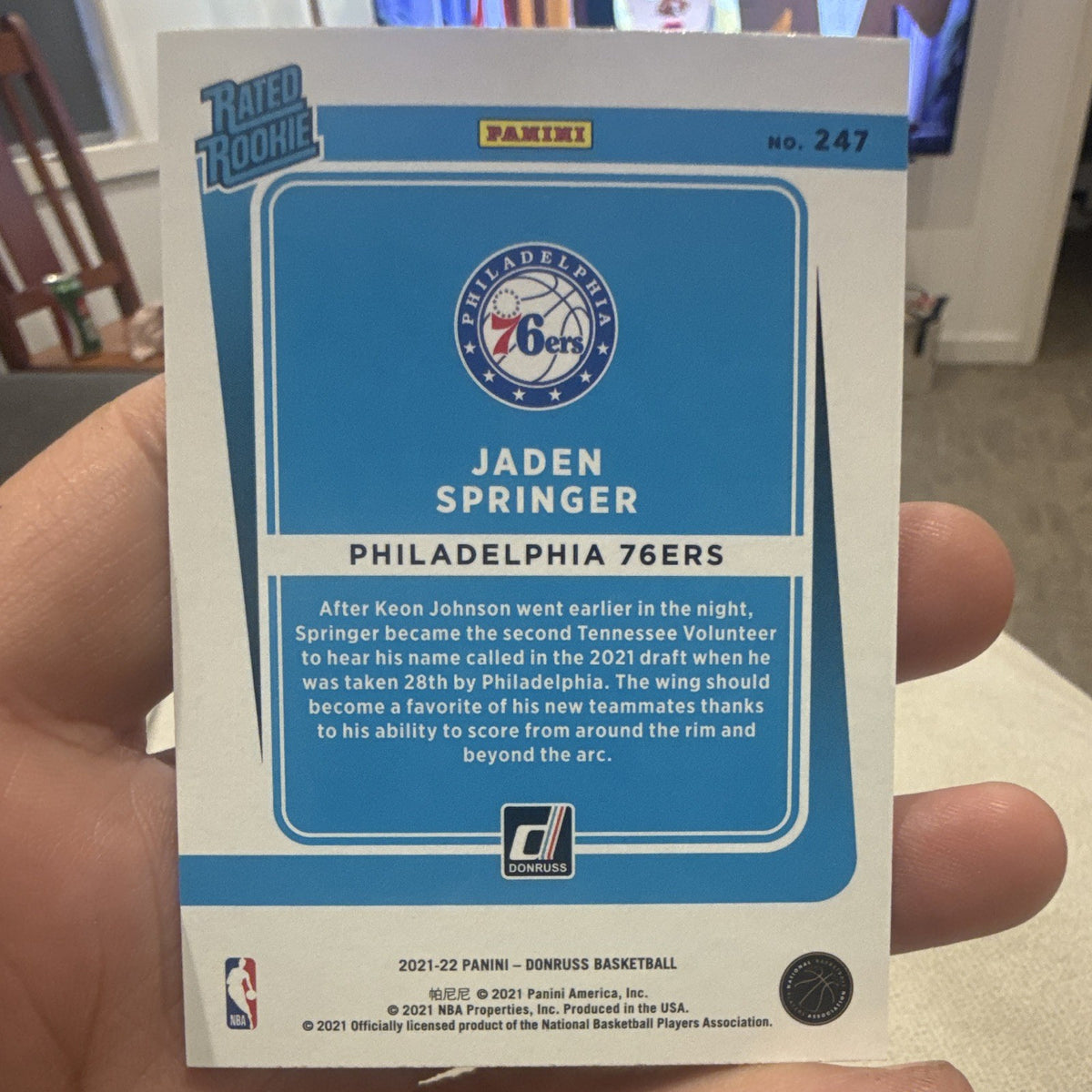 Panini Donruss Rated Rookie Jaden Springer #247 Philadelphia 76ers 2021 221