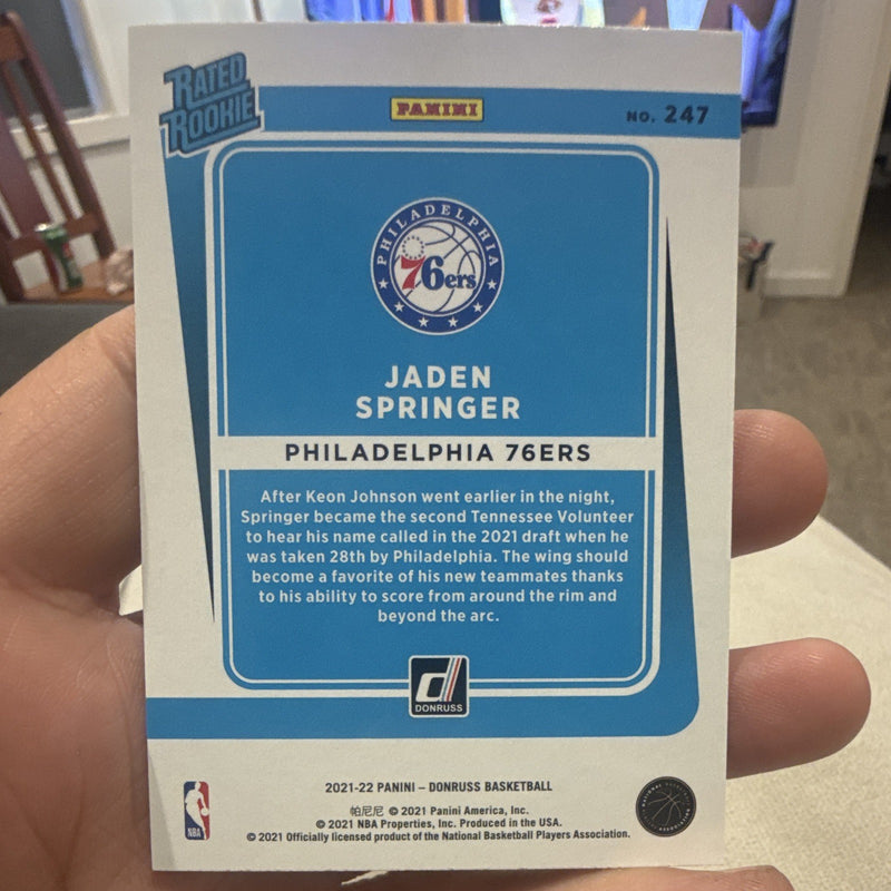Panini Donruss Rated Rookie Jaden Springer #247 Philadelphia 76ers 2021 221