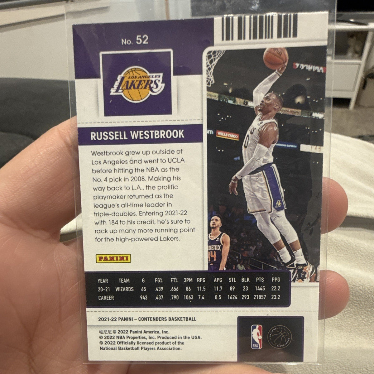 Panini Contenders 2021 22 Season Ticket Russell Westbrook Lakers #521