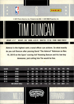 Tim Duncan Base Panini Classics 6 NM1