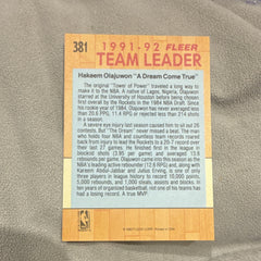 Fleer 1991 92 Fleer Hakeem Olajuwon Team Leader #381 Houston Rockets1