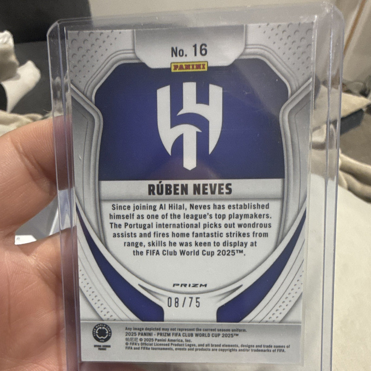 Panini Rúben Neves 2025 Prizm FIFA Club World Cup No.16 Al Hilal 08/751