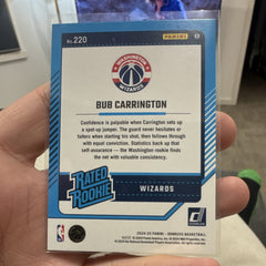 2024 25 Panini Donruss Bub Carrington Rated Rookie #220 Wizards /2991