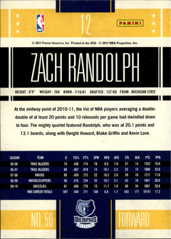 Zach Randolph Base Panini Classics 12 NM1