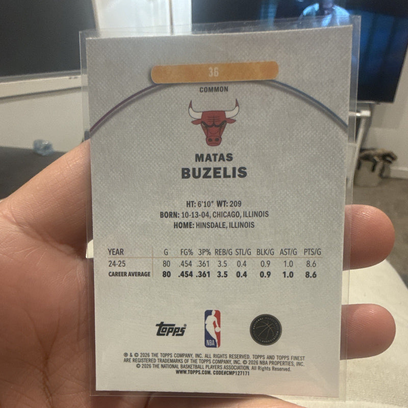 Topps Finest 2024-25 Matas Buzelis Chicago Bulls #36 Parallel/Variety1