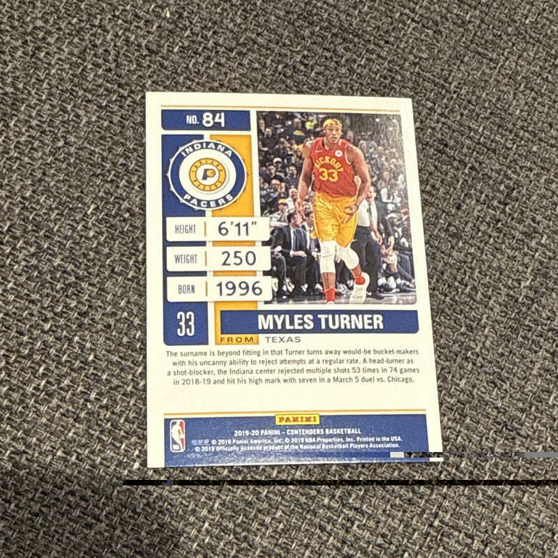 2019-20 Panini Contenders Myles Turner Playoff Ticket #84 Pacers 121/1992