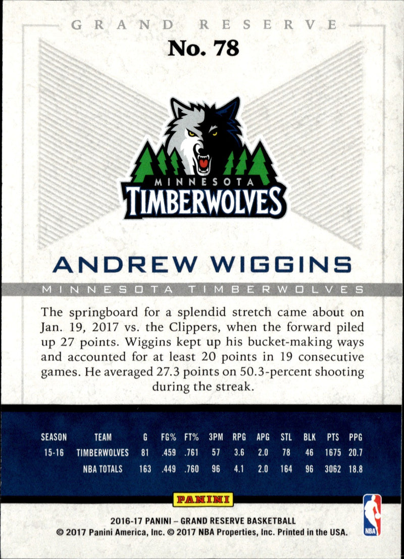 Andrew Wiggins Base Panini Grand Reserve 78 NM1