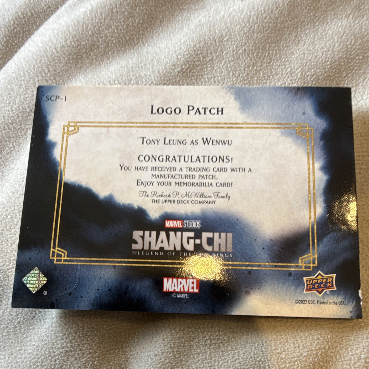 Upper Deck Shang-Chi Legend Ten Rings Logo Patch Insert SCP-1 Wenwu Tony Leung1