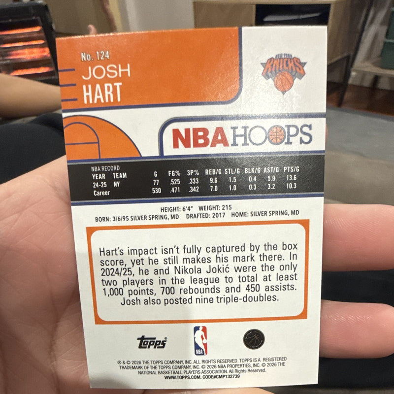 Josh Hart Parallel NBA Hoops 124 New York Knicks Basketball Card 2024 251