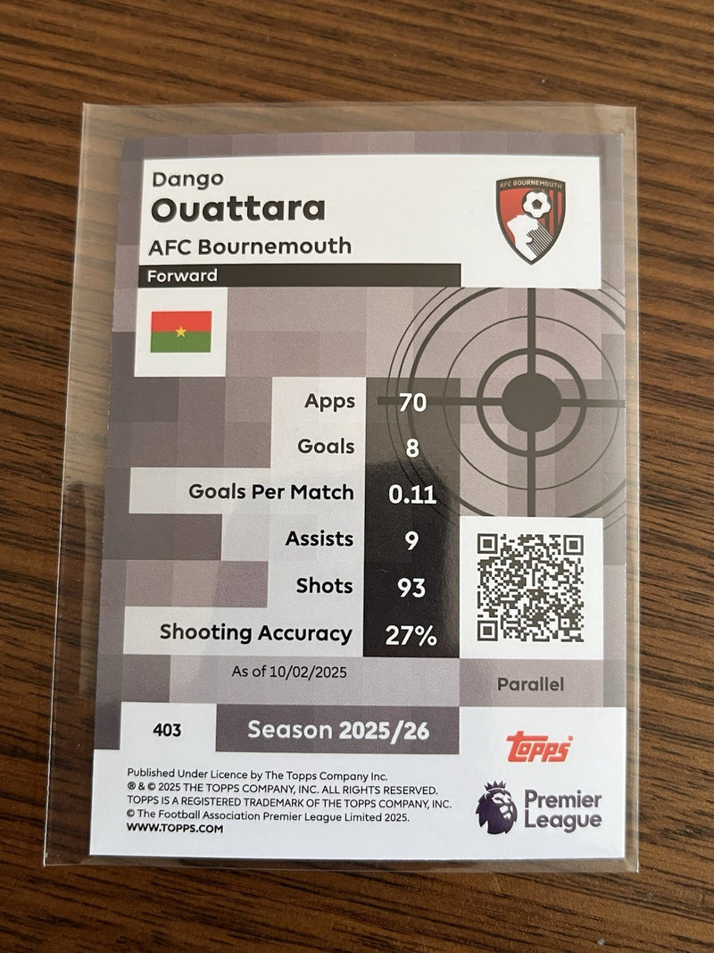 Topps Premier League Dango Ouattara Pro Precision Parallel AFC Bournemouth #4032