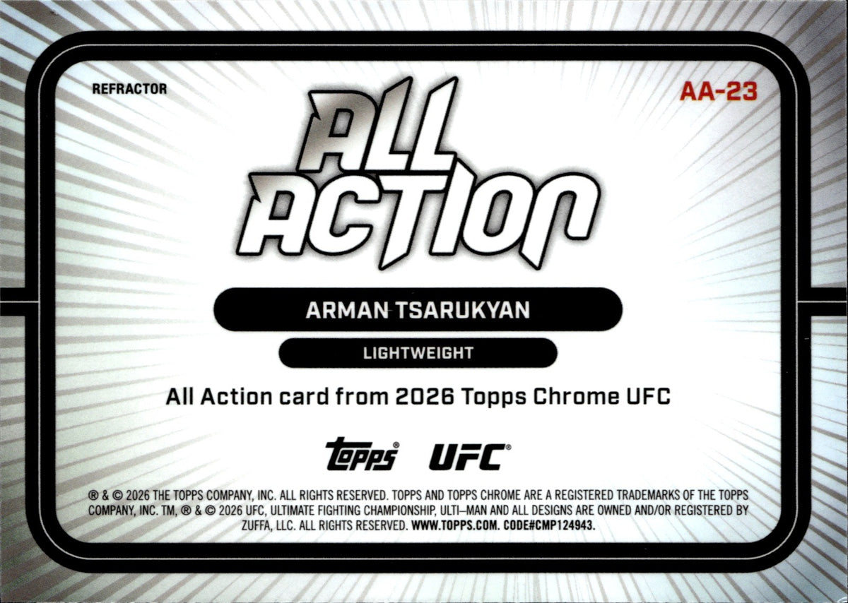 Arman Tsarukyan All Action Refractor AA 23 Topps Chrome UFC   NM1